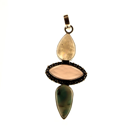 Pendant larimar rose gold moonstone