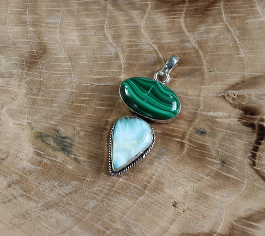 Malachite larimar pendant