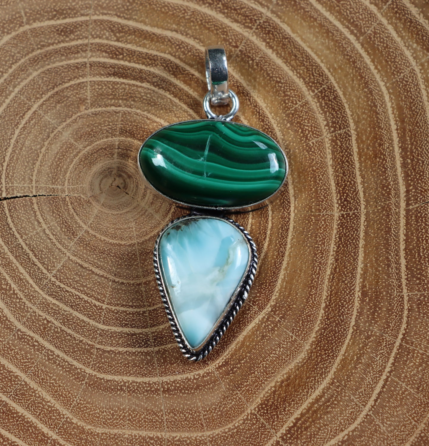 Malachite larimar pendant