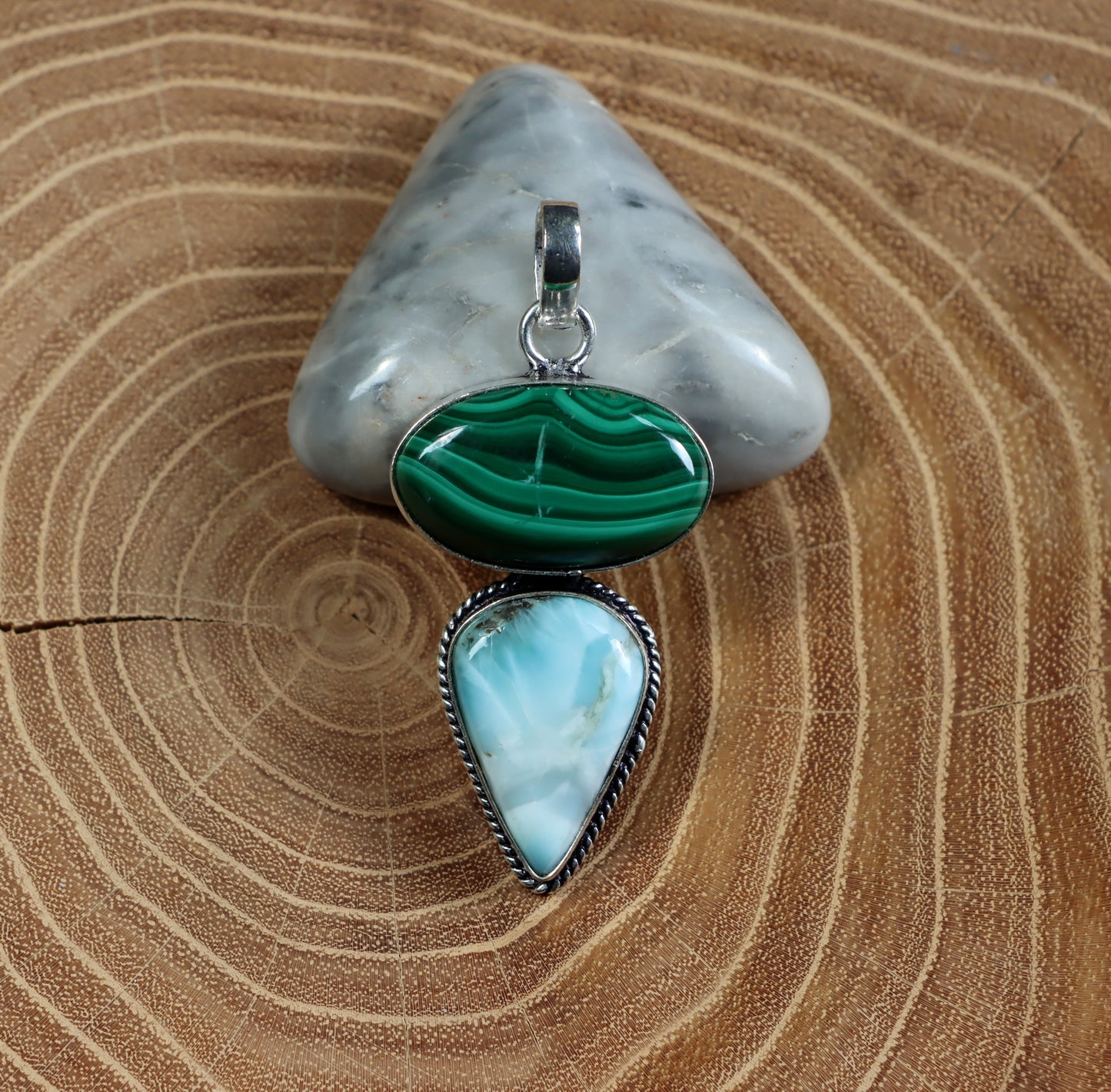 Malachite larimar pendant