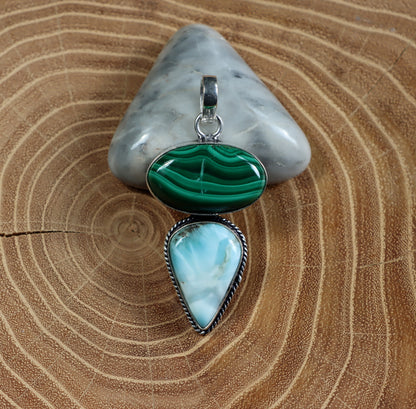 Malachite larimar pendant