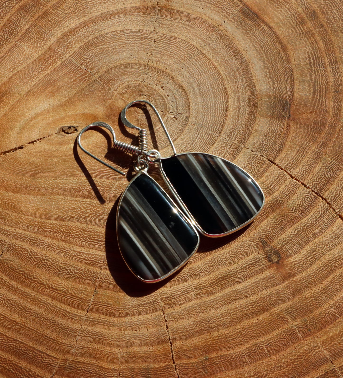 Banded onyx earrings