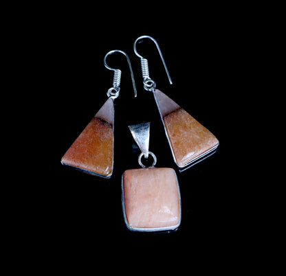 Set of sun stone earring pendants