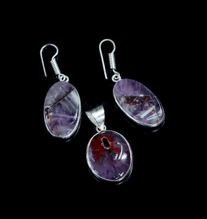 Amethyst earring pendant set