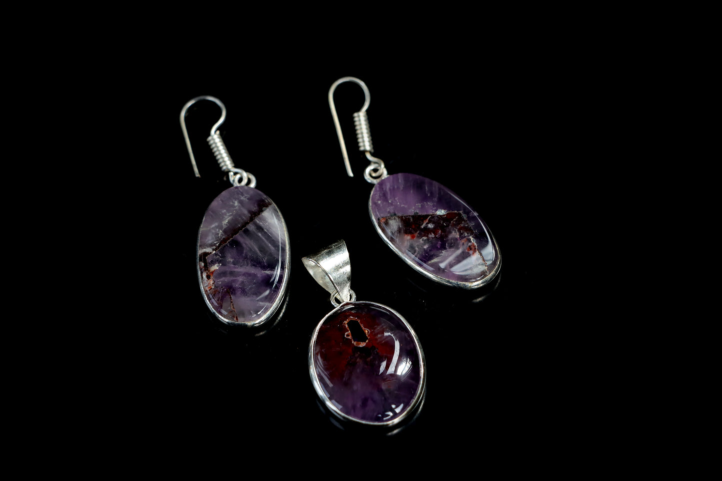 Amethyst earring pendant set