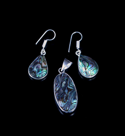 Abalone pearl earring pendant set