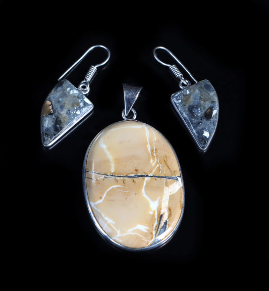 Maligano jasper earring pendant set