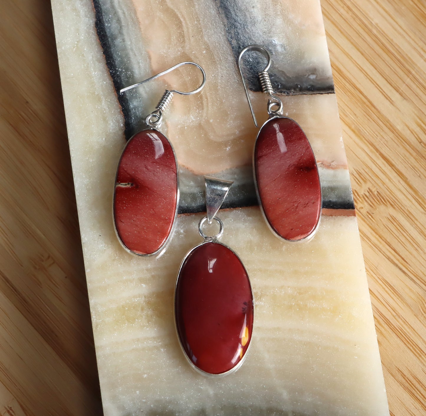 Set of mokaite jasper earring pendants
