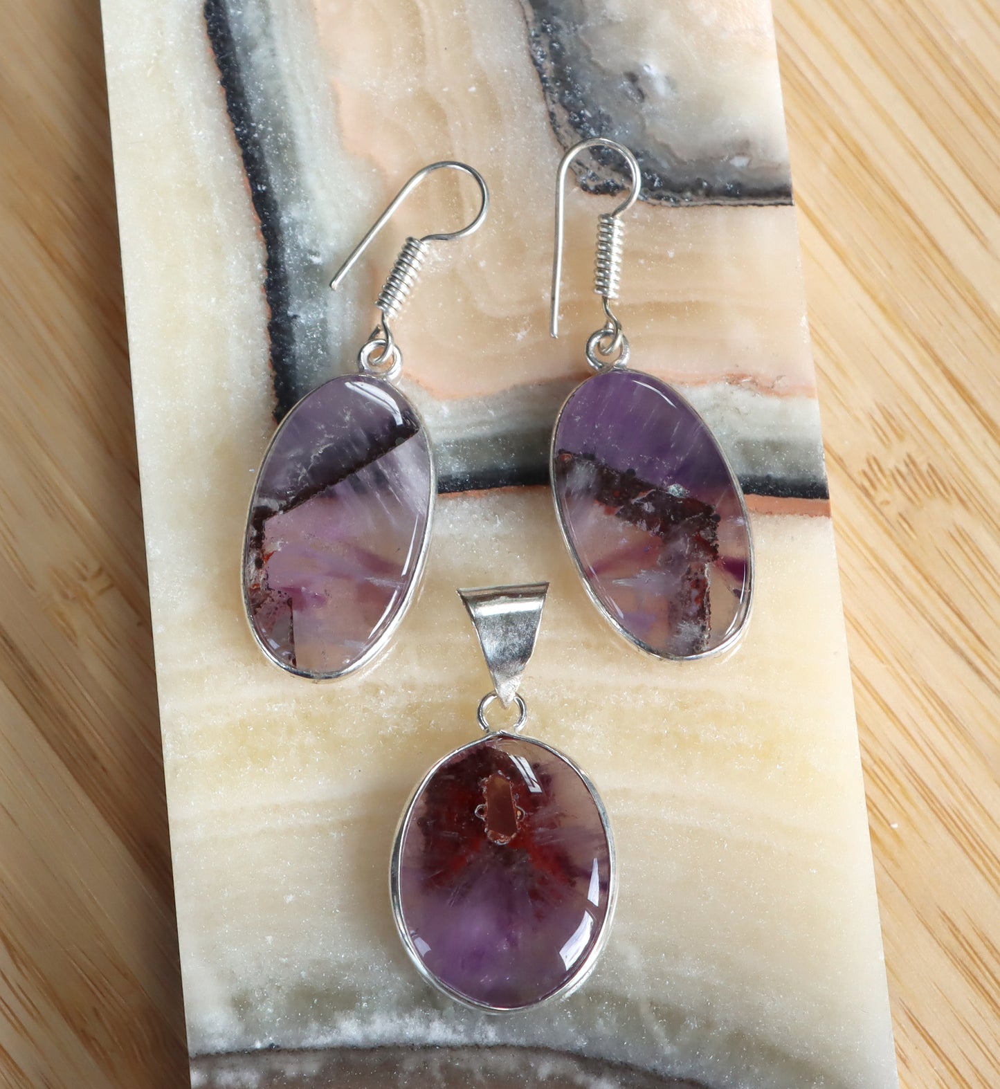 Amethyst earring pendant set