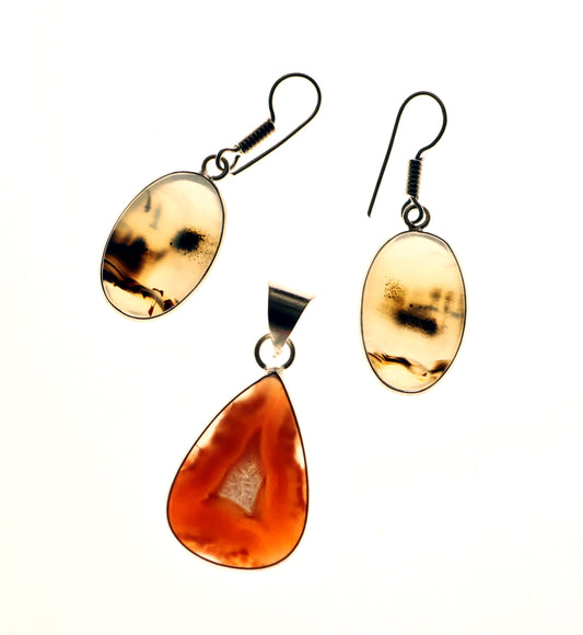 Set of sardonyx earring pendants