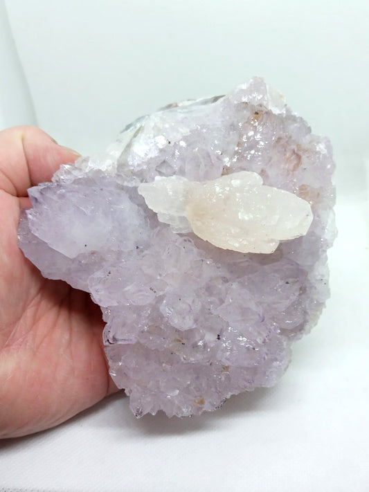 Rose quartz-amethyst with calcite