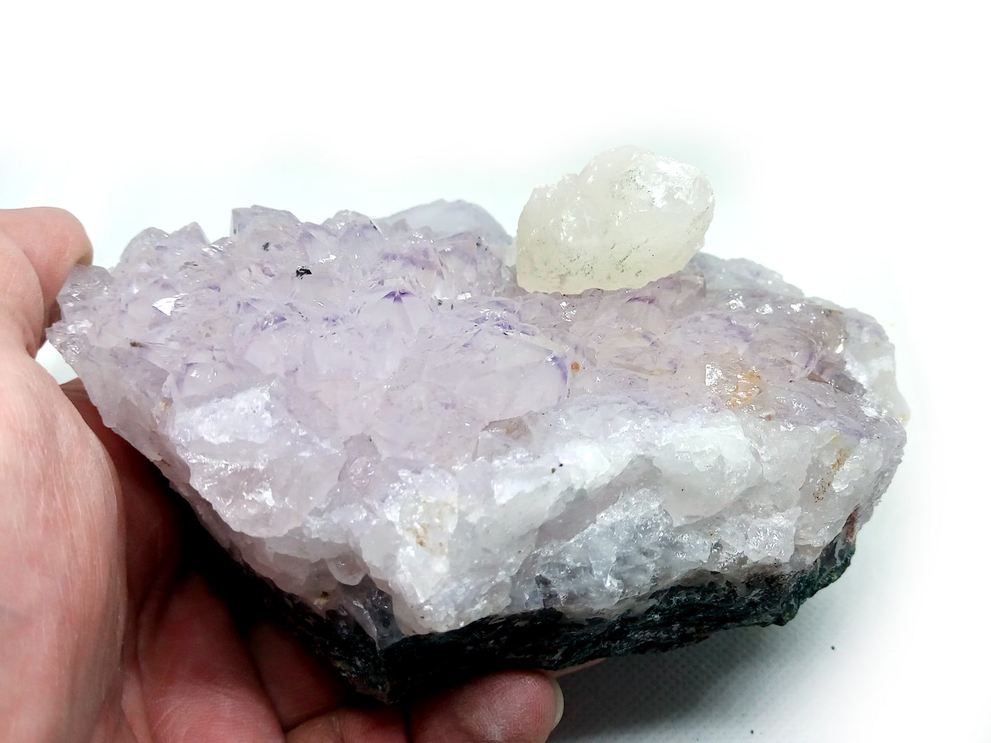Rose quartz-amethyst with calcite