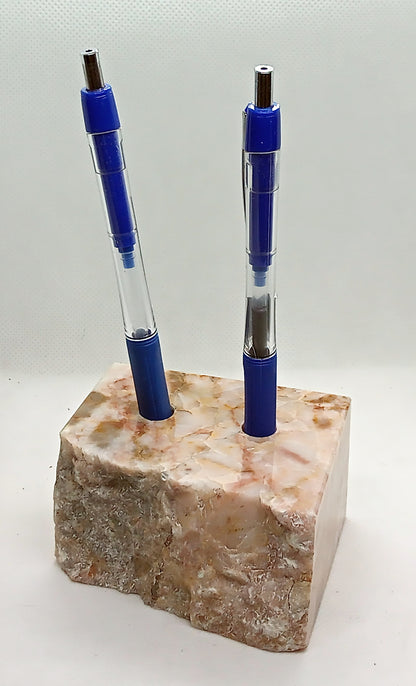 Pink calcite pencil stand