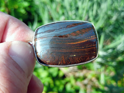 Tiger eye and banded hematite pendant