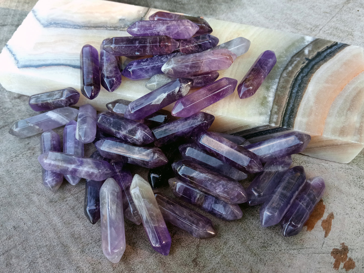 Amethyst, double sided tip