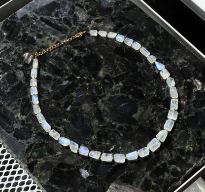 Faceted moonstone necklace
