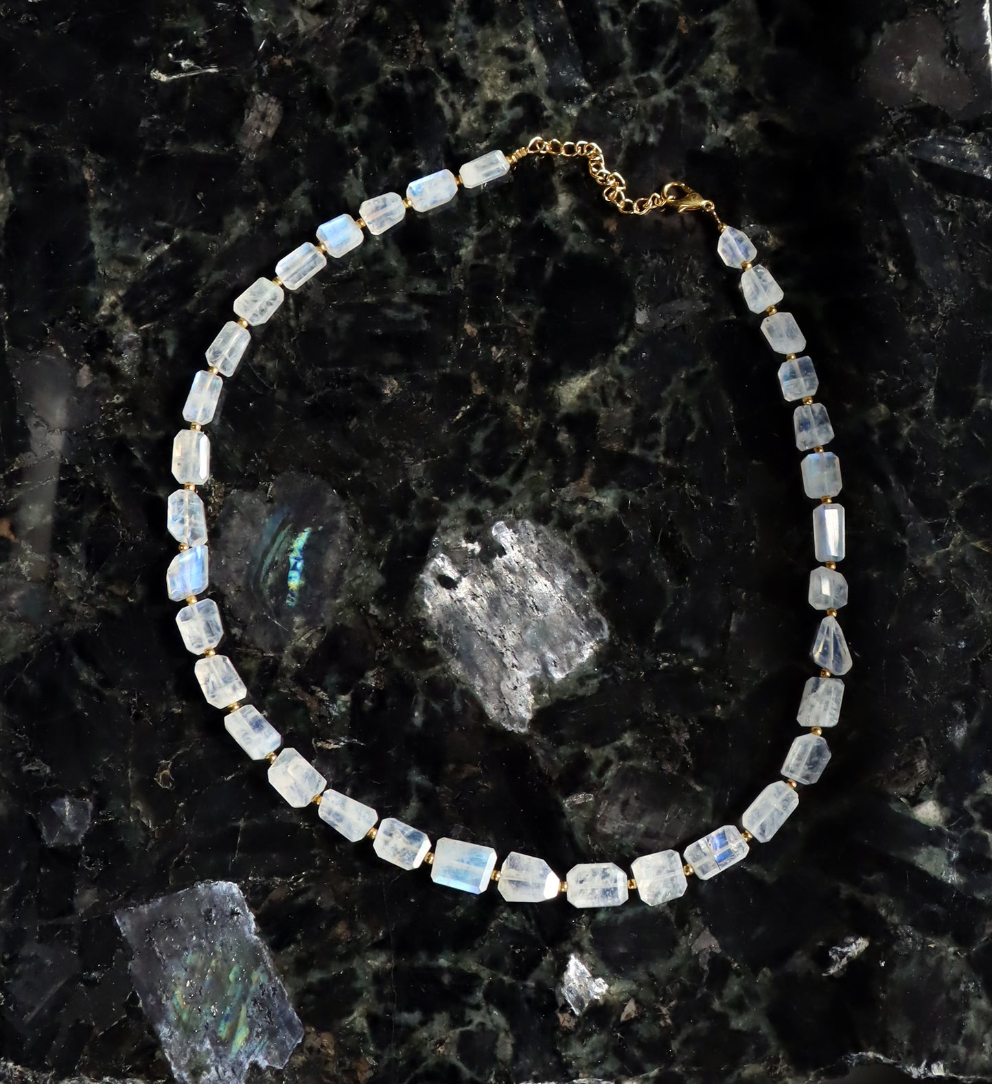 Faceted moonstone necklace