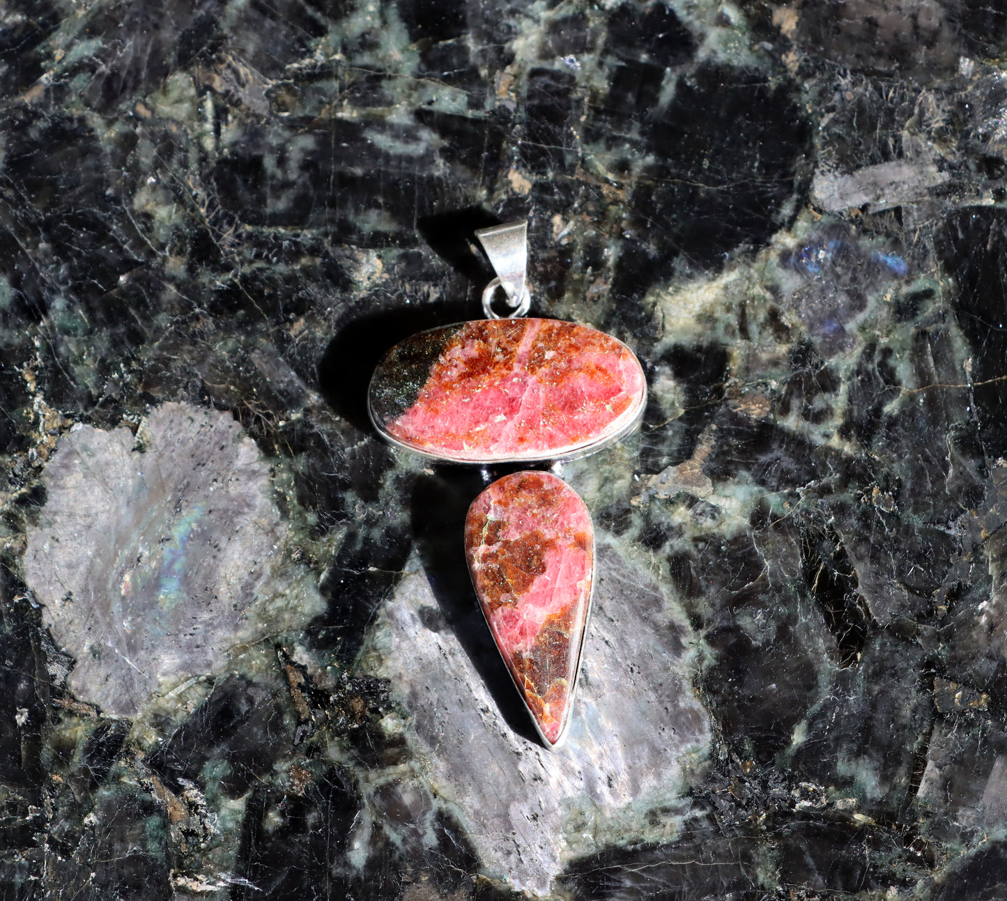 Rhodonite two-piece pendant