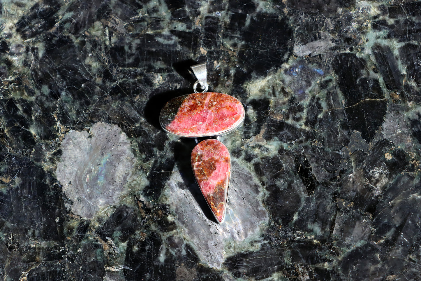 Rhodonite two-piece pendant