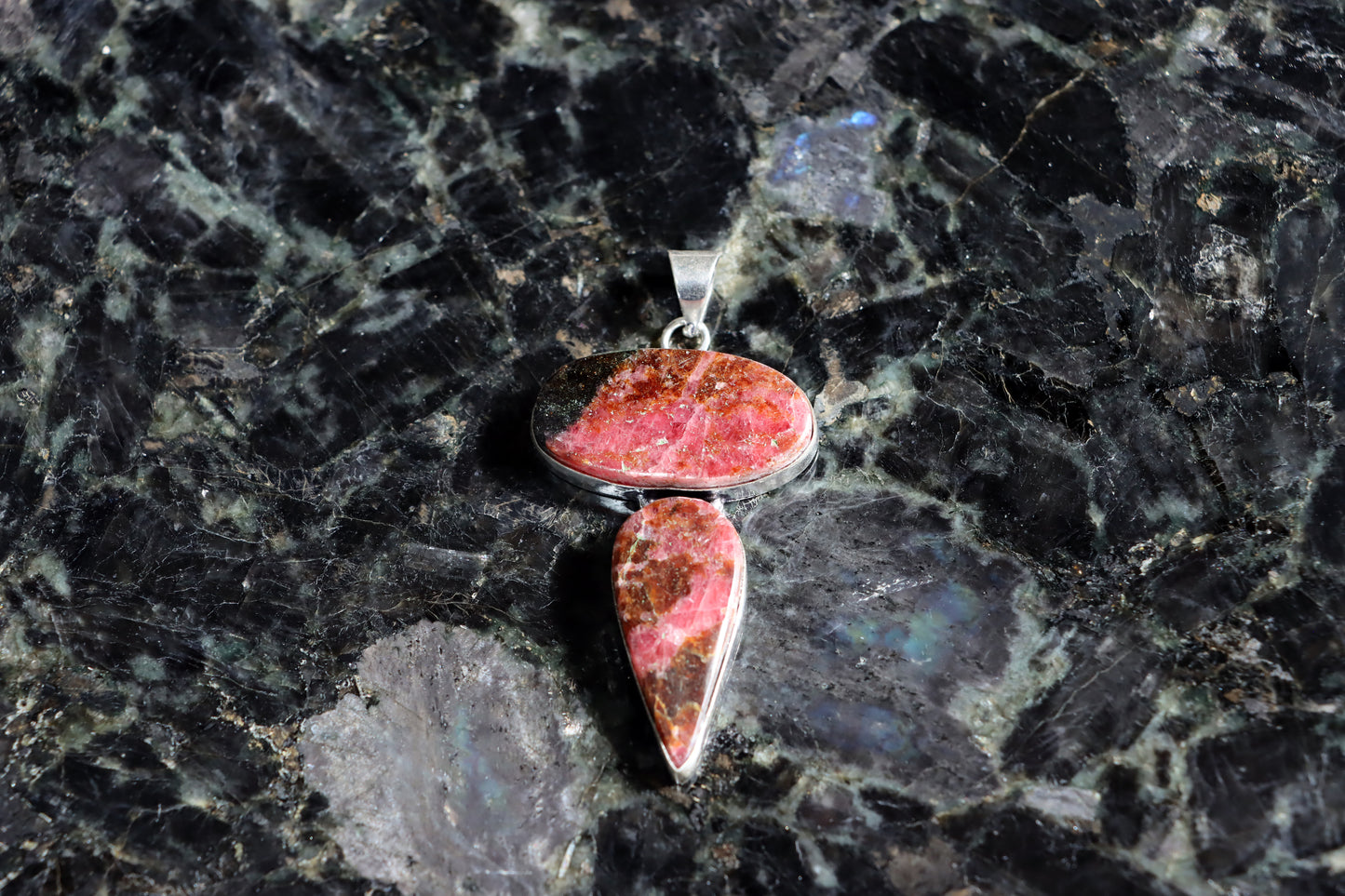 Rhodonite two-piece pendant