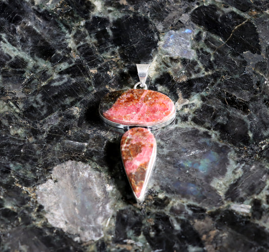 Rhodonite two-piece pendant