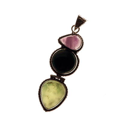 Pendant chrysoprase amethyst malachite