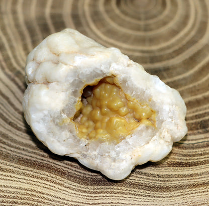 Yellow chalcedony in geode