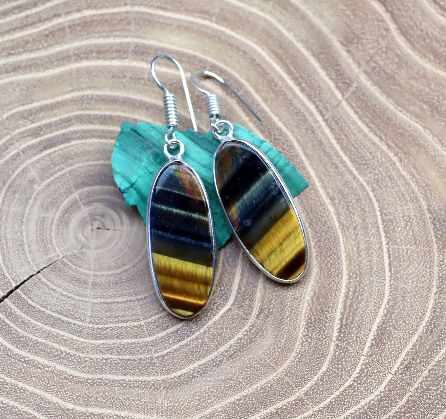 Tiger bull's eye earrings