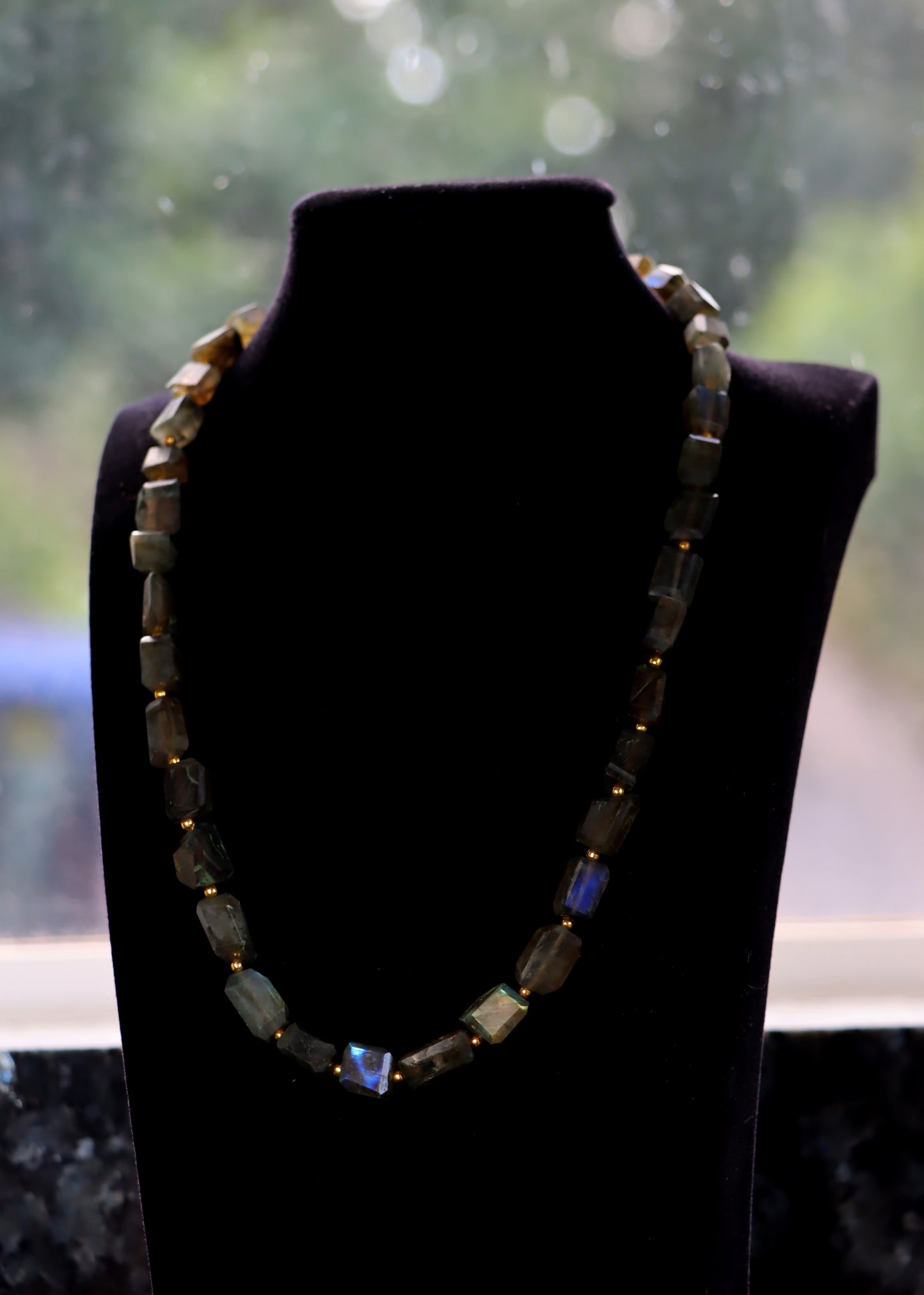 Faceted labradorite necklace