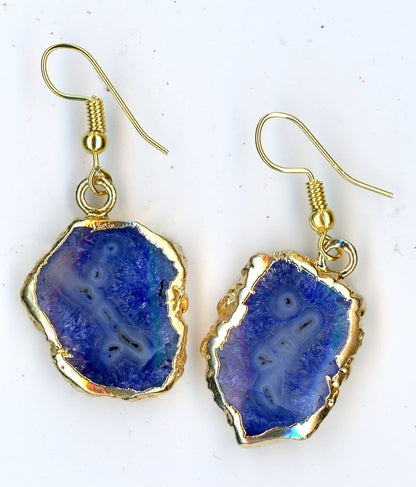 Gold-plated earrings with blue agate