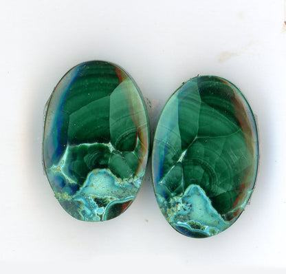 Malachite pair cabochons