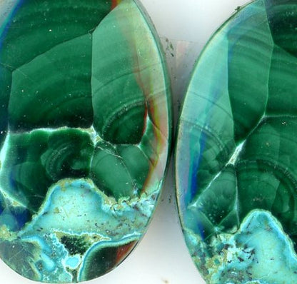 Malachite pair cabochons