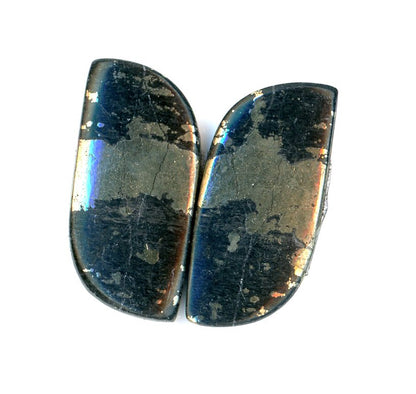 Pair of pyrite cabochons