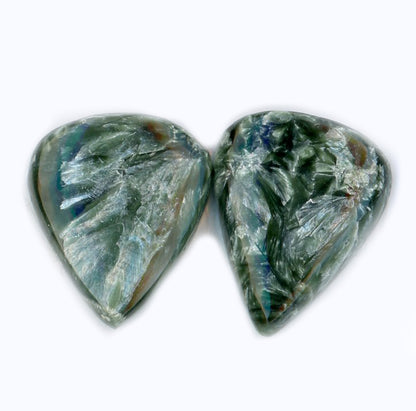 A pair of seraphinite cabochons