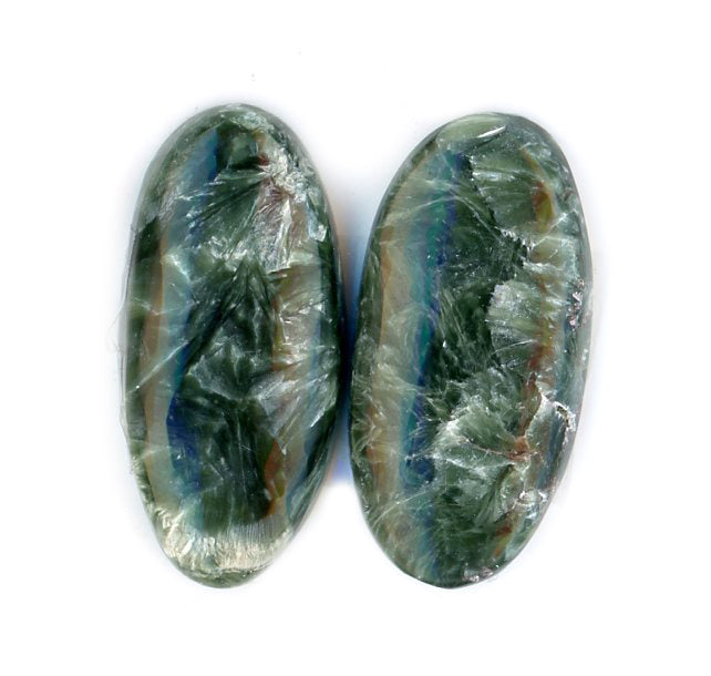 A pair of seraphinite cabochons