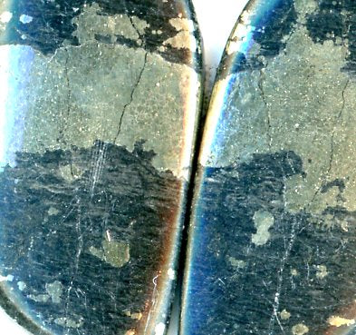 Pair of pyrite cabochons