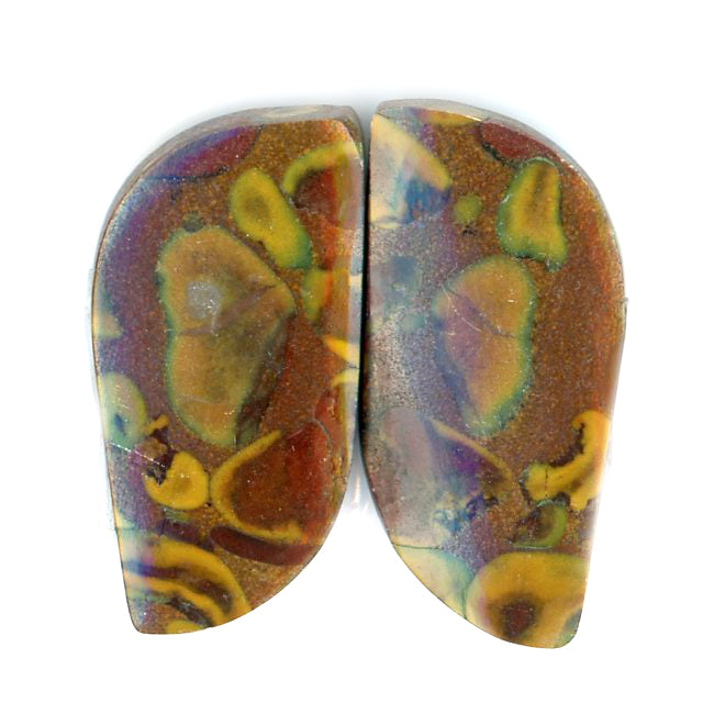 A pair of fruit jasper cabochons