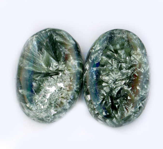 A pair of seraphinite cabochons