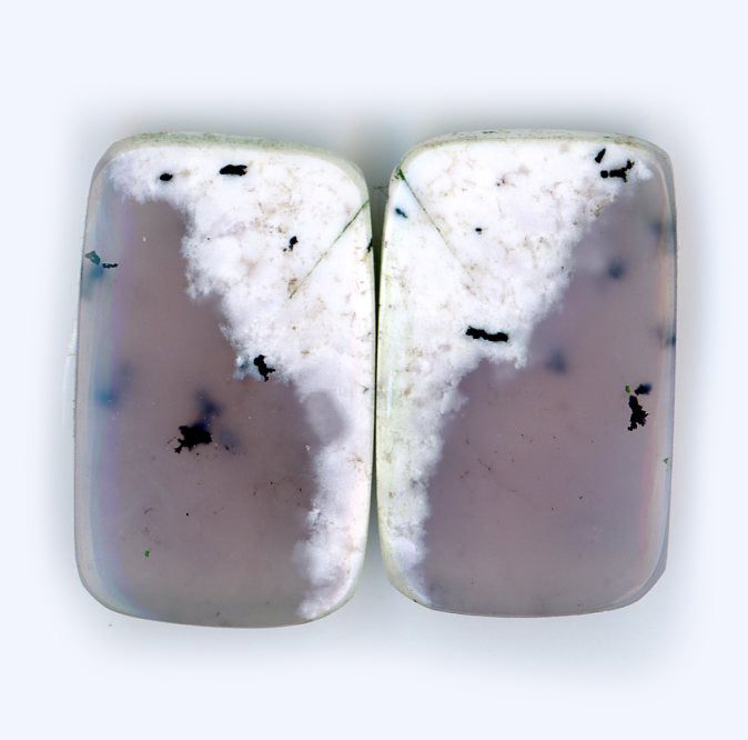 A pair of dendritic opal cabochons