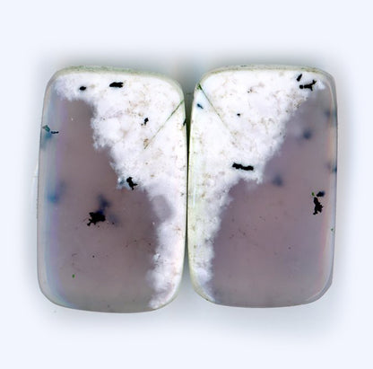 A pair of dendritic opal cabochons