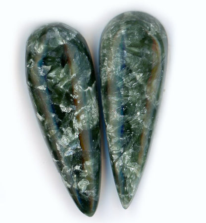 A pair of seraphinite cabochons