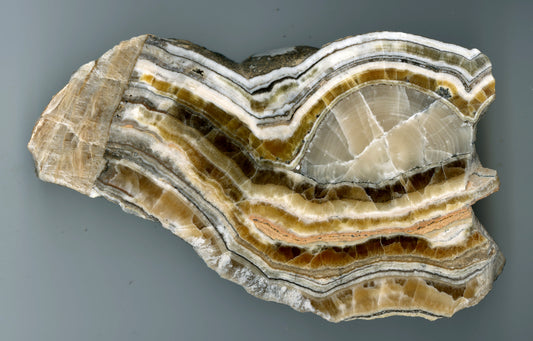 Aragonite with ingrown stalactite and sinter crust