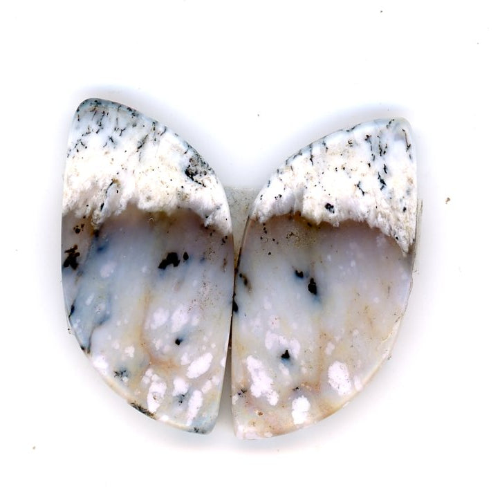 A pair of dendritic opal cabochons