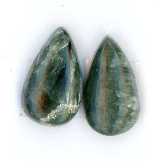 A pair of seraphinite cabochons