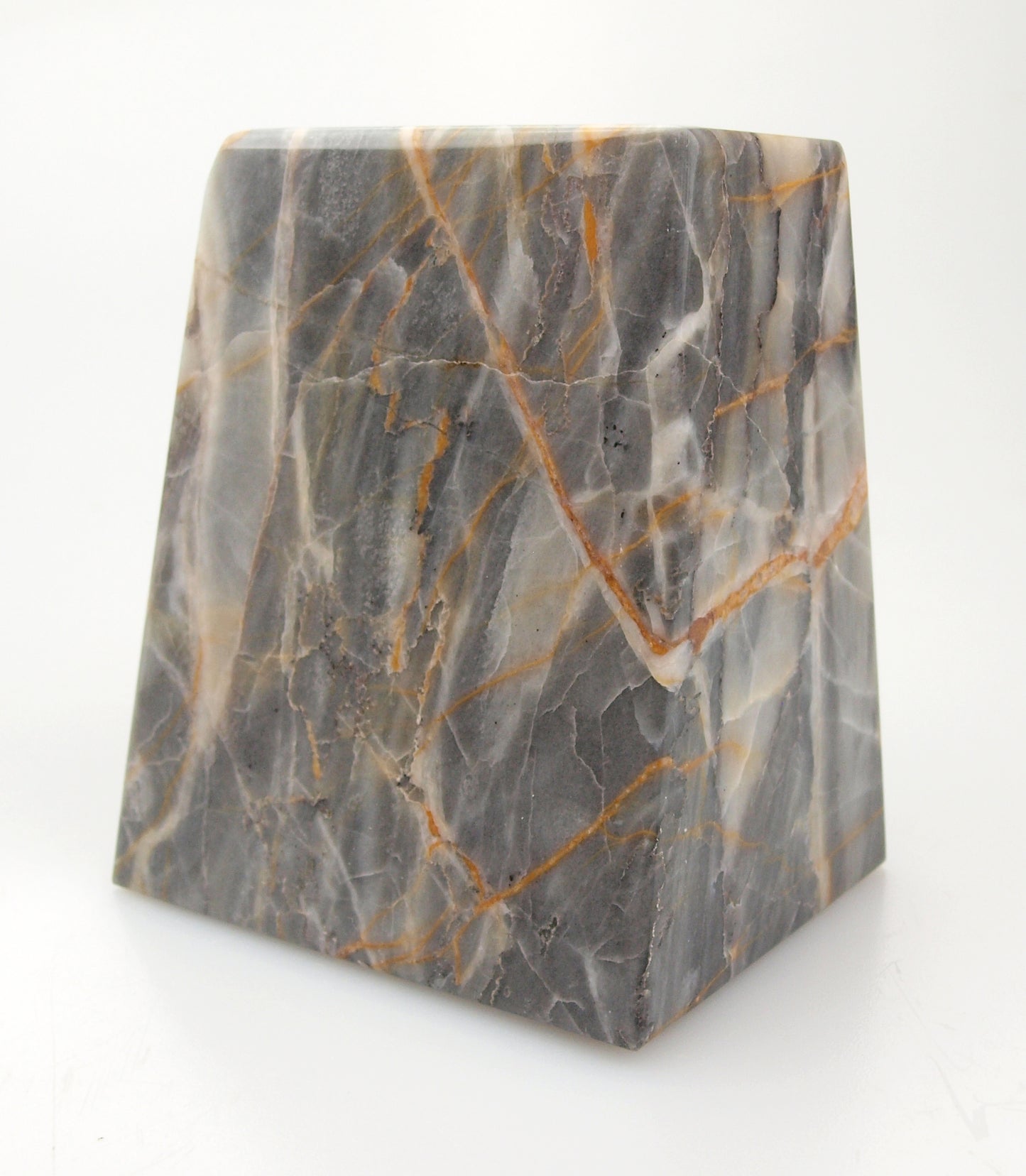 Paperweight made of marble interwoven with calcite veins