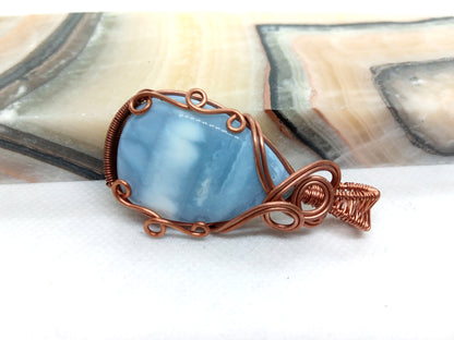 Owyhee blue opal pendant in copper
