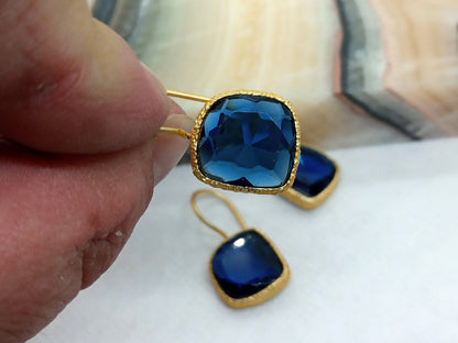 Set pendant + earrings polished tanzanite, gold-plated