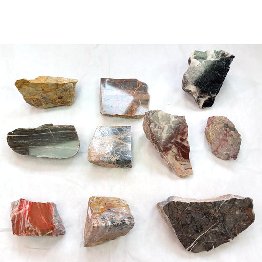 Collection of colored limestones, 10 pcs