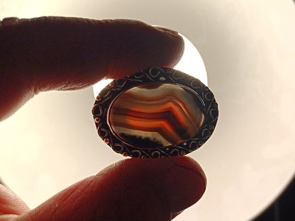 Onyx ring with casholong and red agate