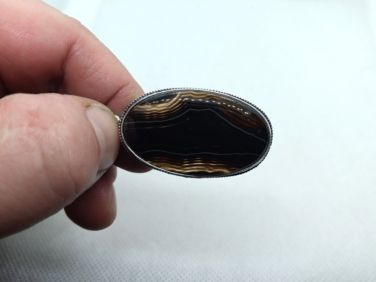 Onyx pendant with transparent hyalite